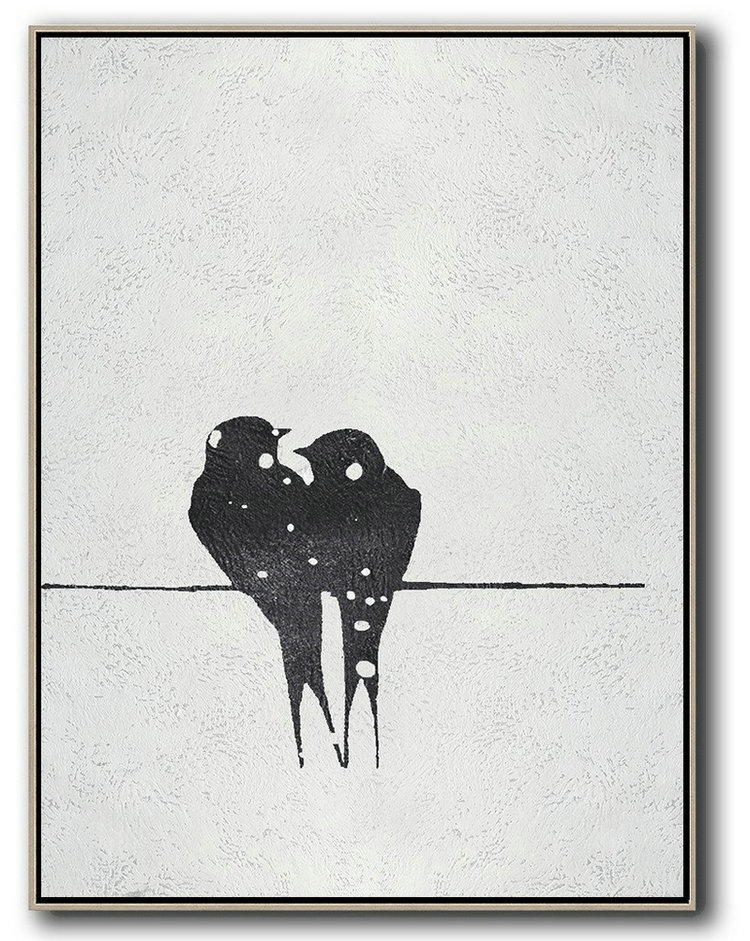Handmade Painting Large Abstract Art,Black And White Minimal Painting On Canvas - Abstract Oil Painting